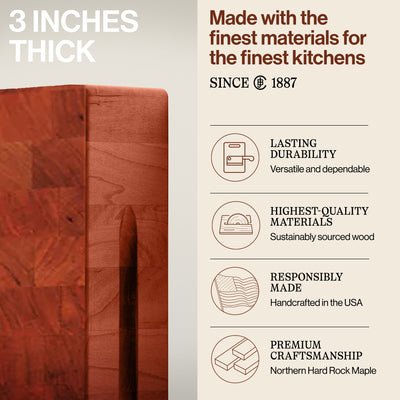 John Boos Small Cherry Wood End Grain Cutting Board, 14" x 14" x 3" (Used) - VMInnovations
