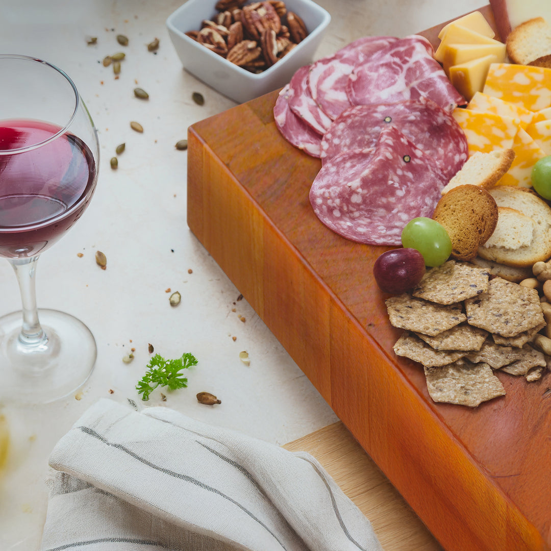 John Boos Small Cherry Wood End Grain Cutting Board for Kitchen, 14" x 14" x 3" - VMInnovations