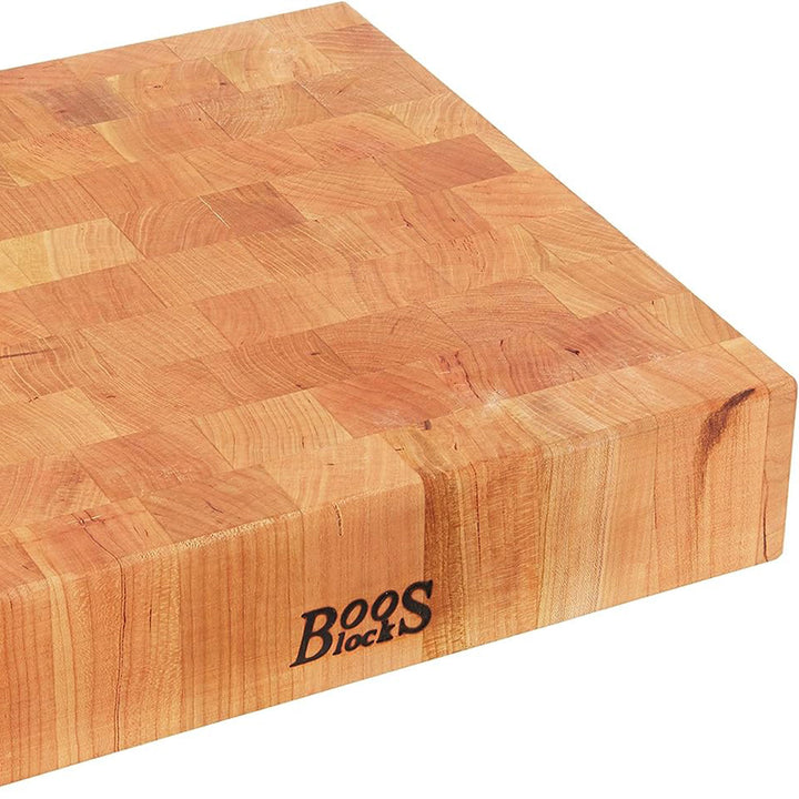 John Boos Small Cherry Wood End Grain Cutting Board for Kitchen, 14" x 14" x 3"