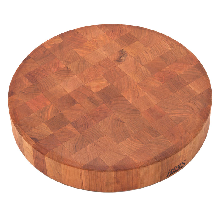 John Boos Cherry Wood End Grain Round Cutting Board for Kitchen, 18" x 18" x 3"