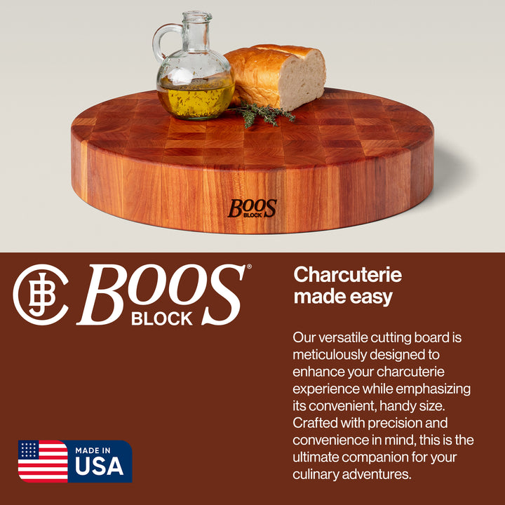 John Boos Cherry Wood End Grain Round Cutting Board, 18" x 18" x 3" (Open Box) - VMInnovations