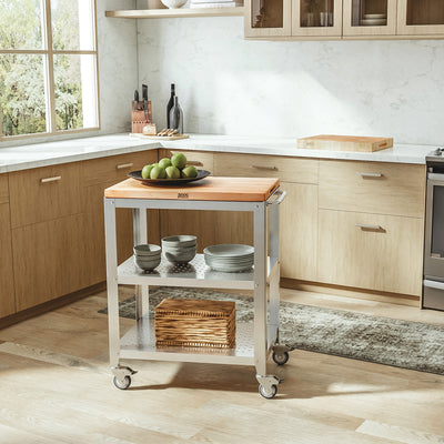 John Boos Cucina Culinarte Kitchen Cart with Removable Maple Wood Cutting Board