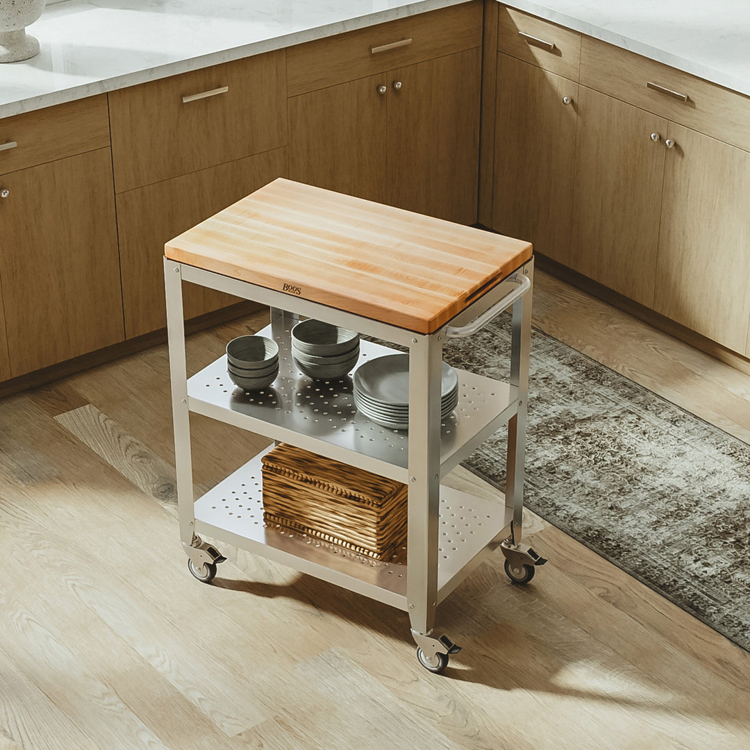 John Boos Cucina Culinarte Kitchen Cart with Removable Maple Wood Cutting Board - VMInnovations