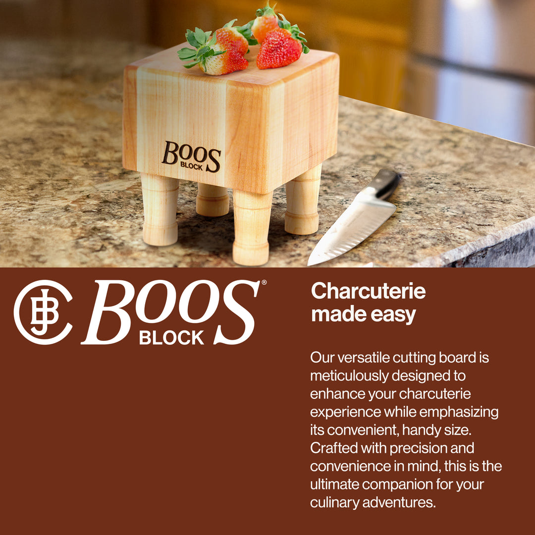 John Boos MC Series Square Wood Cutting Board with Feet, 6" x 6", Maple - VMInnovations