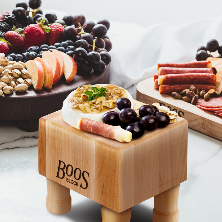 John Boos MC Series Square Wood Cutting Board with Feet, 6" x 6", Maple - VMInnovations