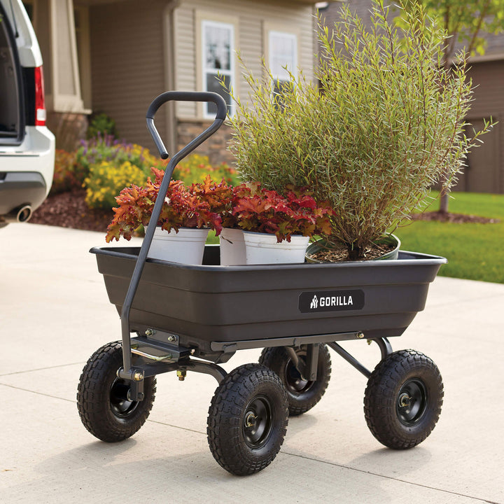 Gorilla Carts 600lbs Poly Garden Yard Rolling Haul Utility Dump Cart (Open Box)