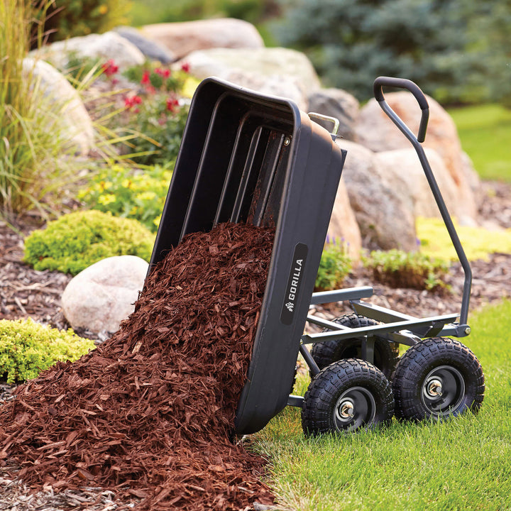 Gorilla Carts 600lbs Poly Garden Yard Rolling Haul Utility Dump Cart (Open Box)