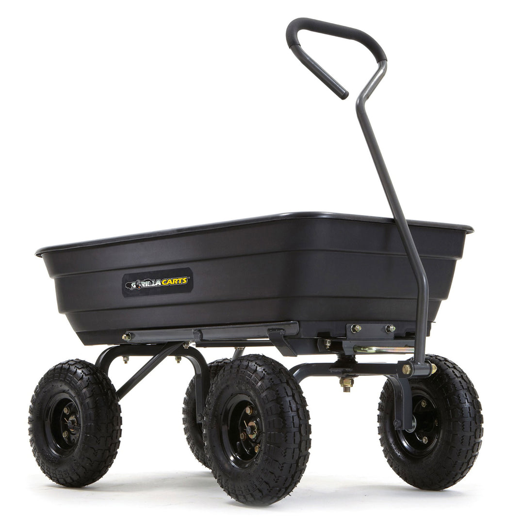 Gorilla Carts 600lbs Poly Garden Yard Rolling Haul Utility Dump Cart (Open Box)