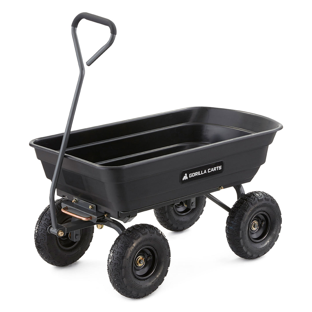 Gorilla Carts 600lbs Poly Garden Yard Rolling Haul Utility Dump Cart (Open Box)