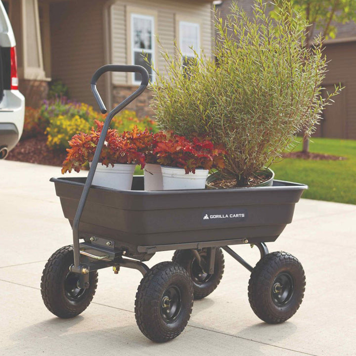 Gorilla Carts 600lbs Poly Garden Yard Rolling Haul Utility Dump Cart (Open Box)