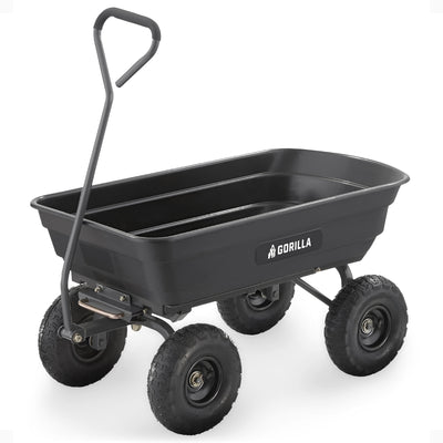 Gorilla Carts 600lbs Poly Garden Yard Rolling Haul Utility Dump Cart (Open Box) - VMInnovations