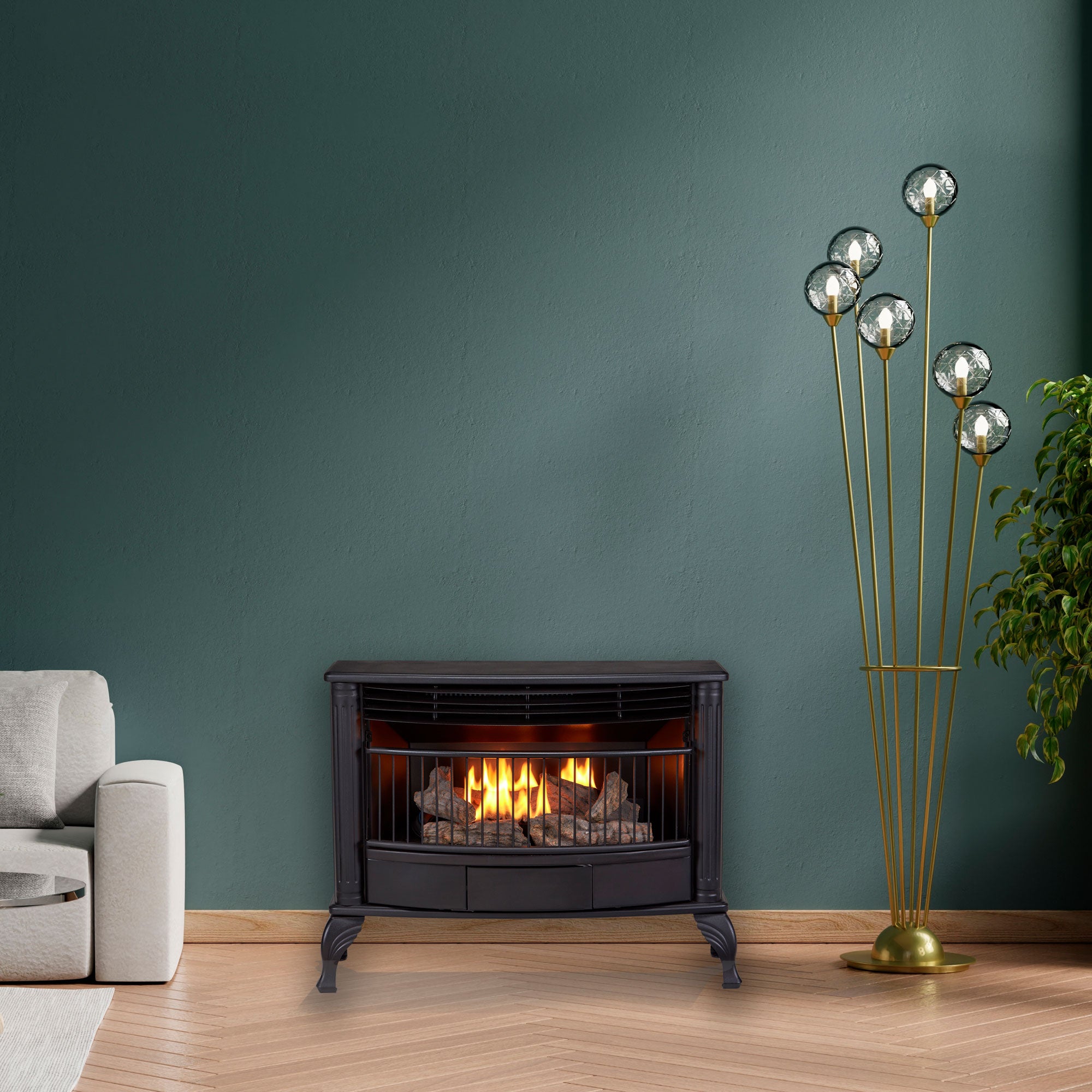 ProCom Ventless 25,000 BTU Dual Fireplace with Built In Thermostat Control(Used) - VMInnovations