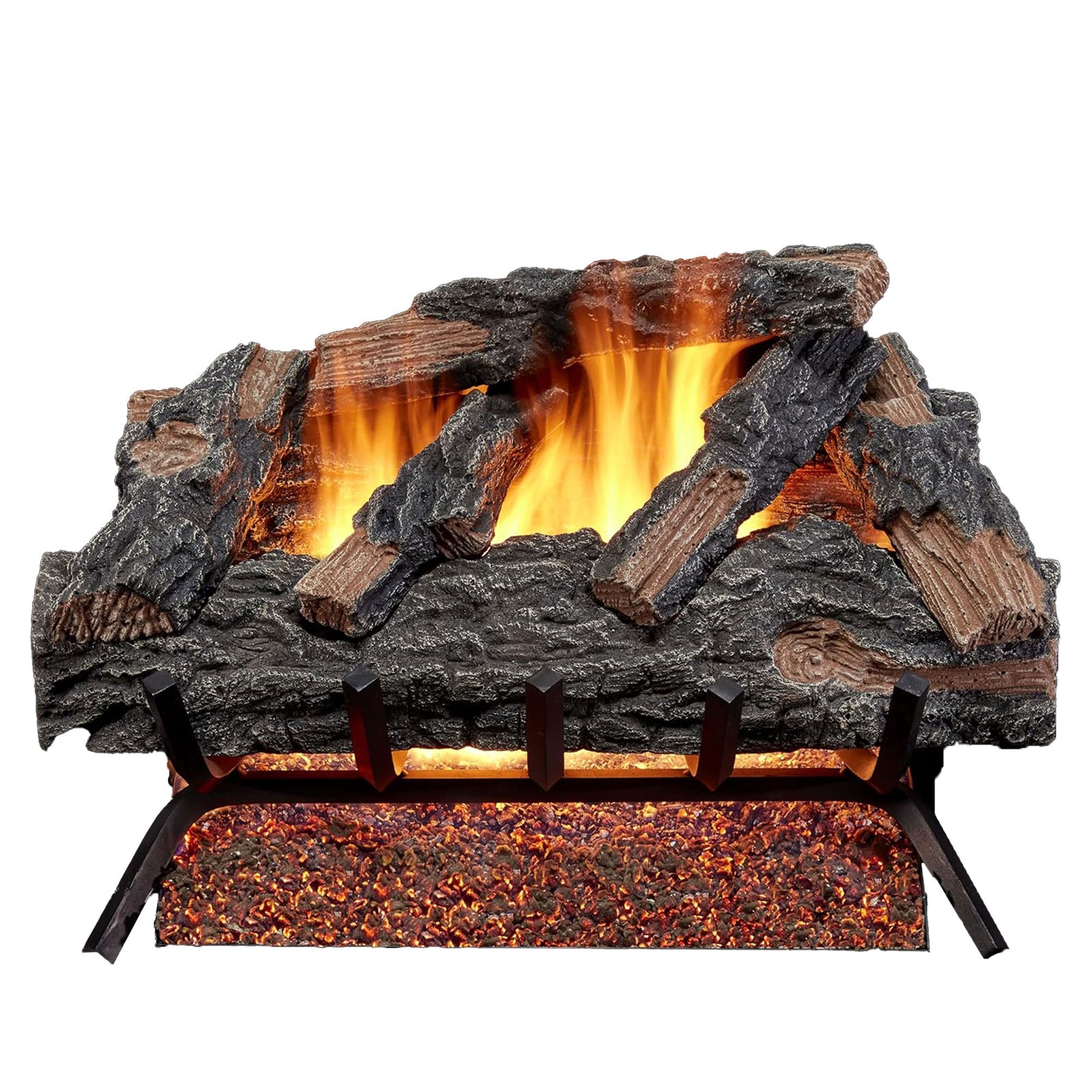 HearthSense 24 Inch Vented Natural Gas Log Set with Match Light, Mountain Oak - VMInnovations