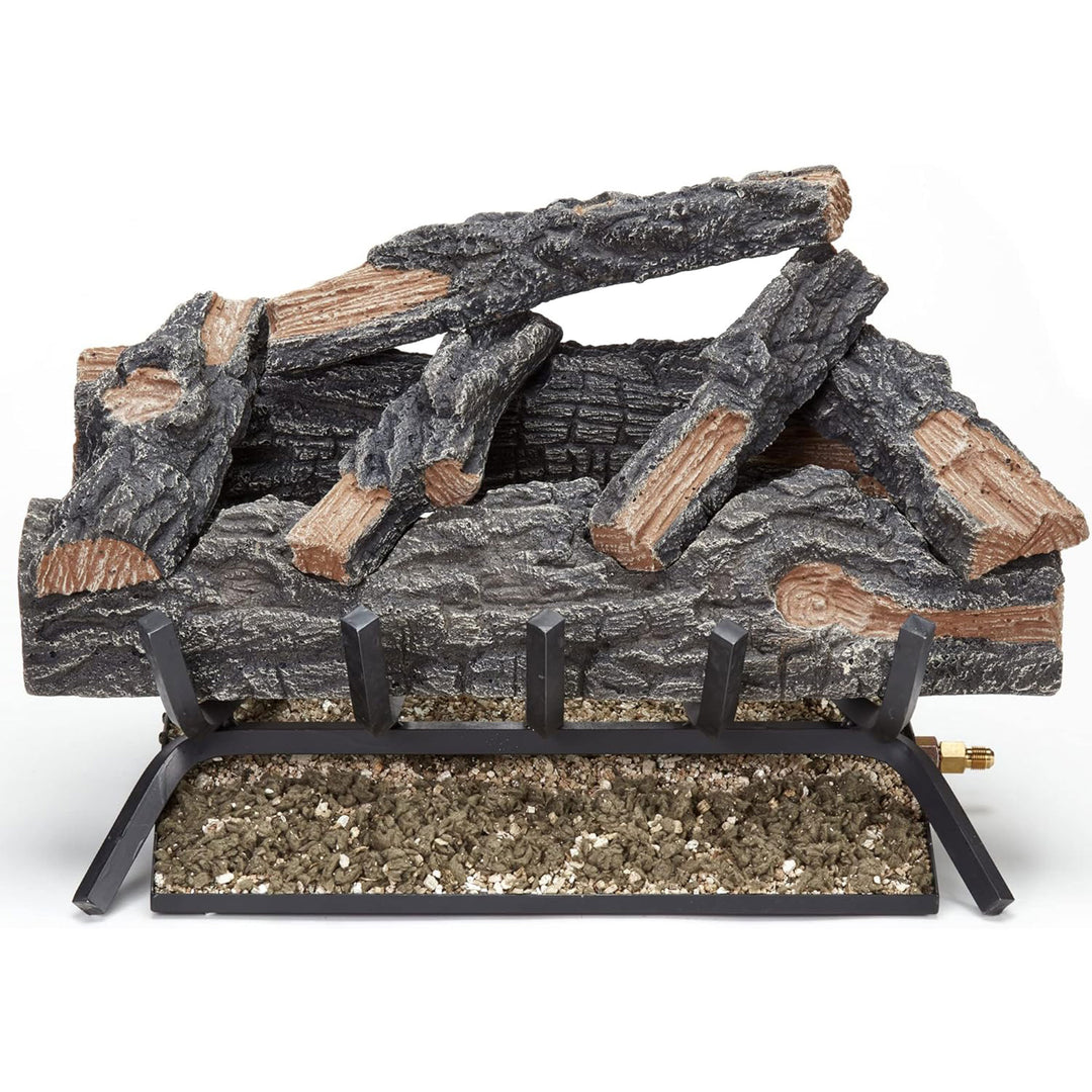 HearthSense 24 Inch Vented Natural Gas Log Set with Match Light, Mountain Oak - VMInnovations