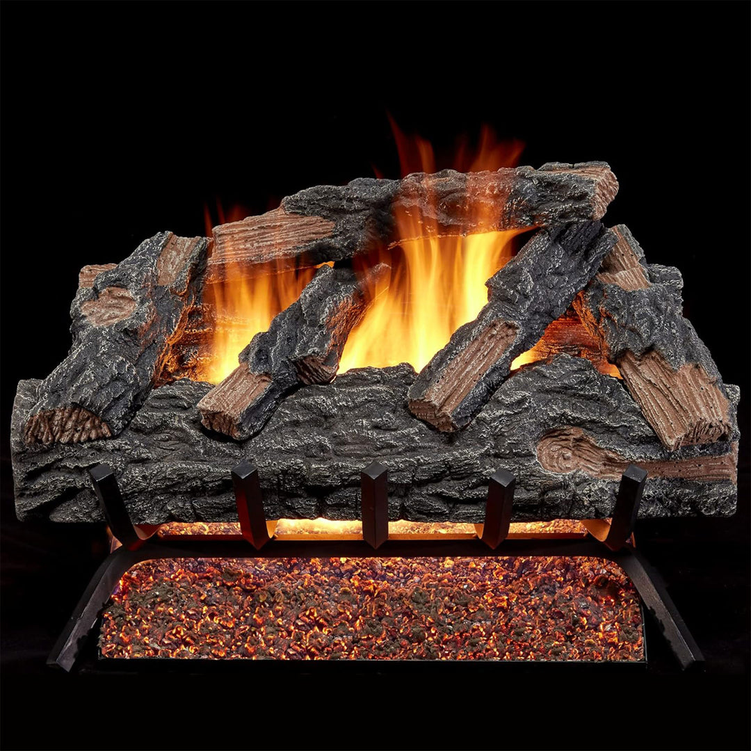 HearthSense 24 Inch Vented Natural Gas Log Set with Match Light, Mountain Oak - VMInnovations