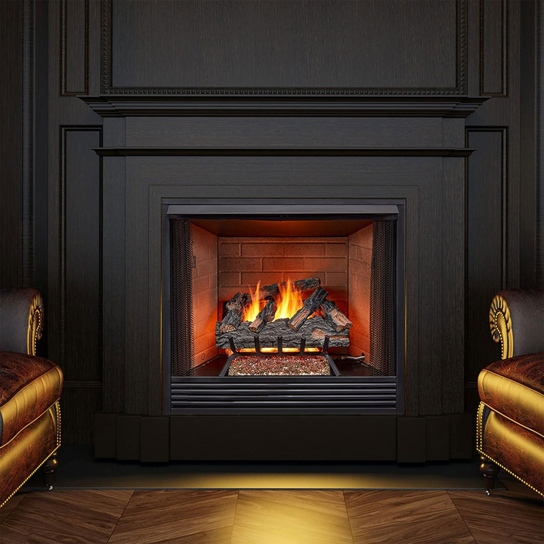 HearthSense 24 Inch Vented Natural Gas Log Set with Match Light, Mountain Oak - VMInnovations