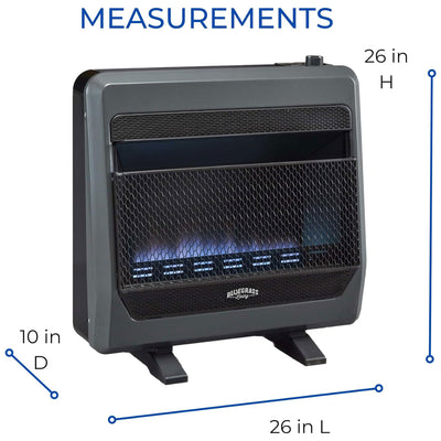 Bluegrass Living 30000BTU Propane Gas Ventless Space Heater with Blower and Feet - VMInnovations