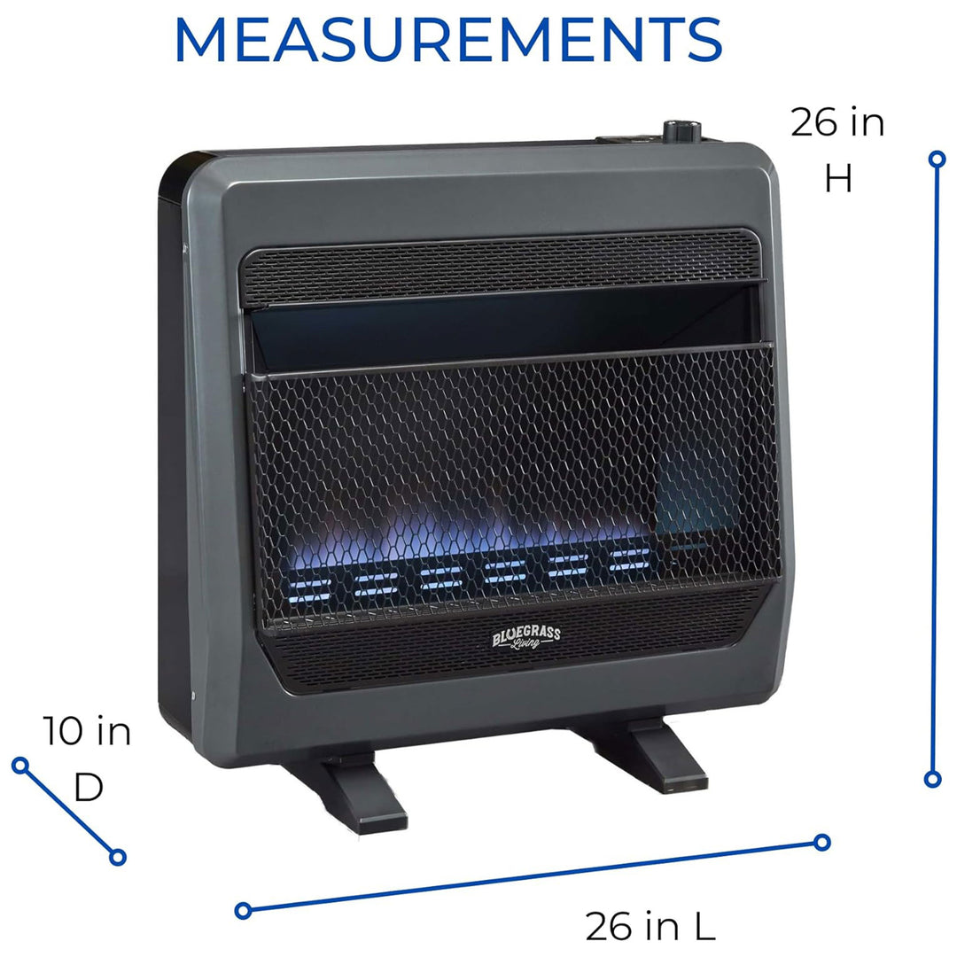 Bluegrass Living 30000BTU Propane Gas Ventless Space Heater with Blower and Feet