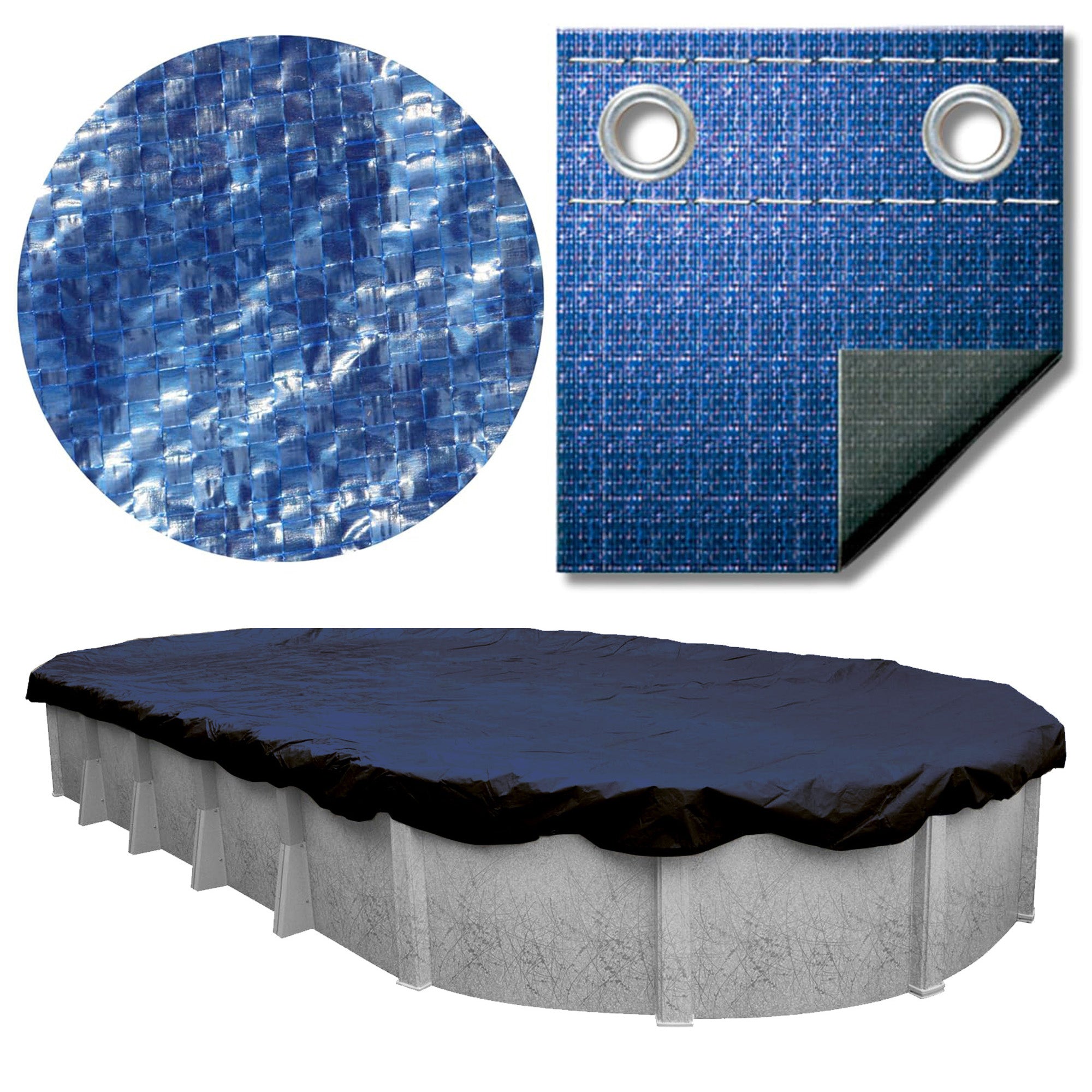 Swimline 18 x 33 Foot Oval Above Ground Heavy Winter Swimming Pool Cover, Blue