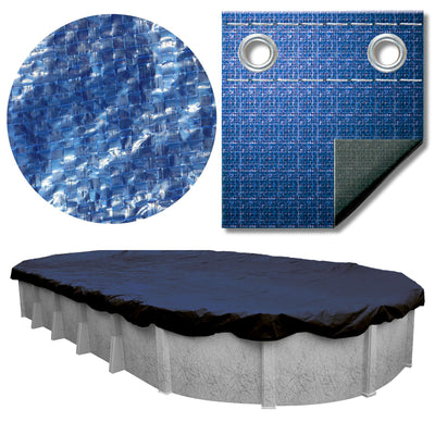 Swimline 18 x 33 Foot Oval Above Ground Heavy Winter Swimming Pool Cover, Blue