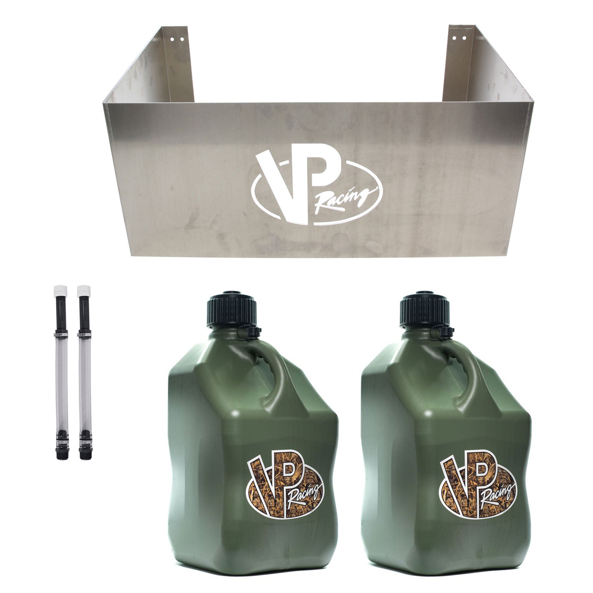 VP Racing Jug Storage Rack with 2 14'' Hose Kit and 2 5.5 Gallon Utility Jug - VMInnovations