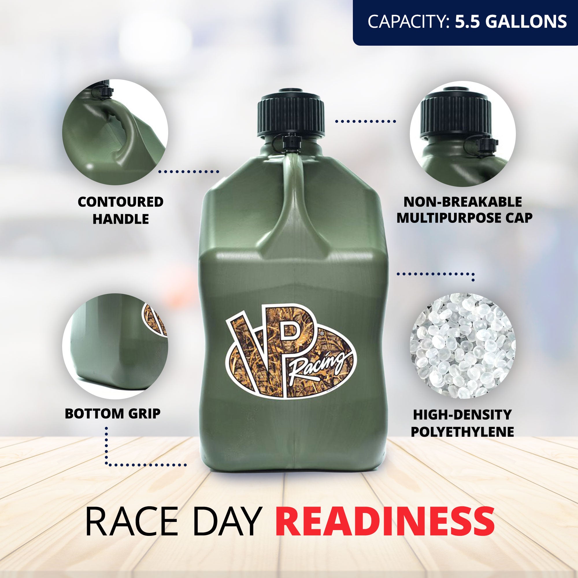 VP Racing 5.5 Gal Container Utility Jug w/ Handle, Camo (8 Pk) - VMInnovations