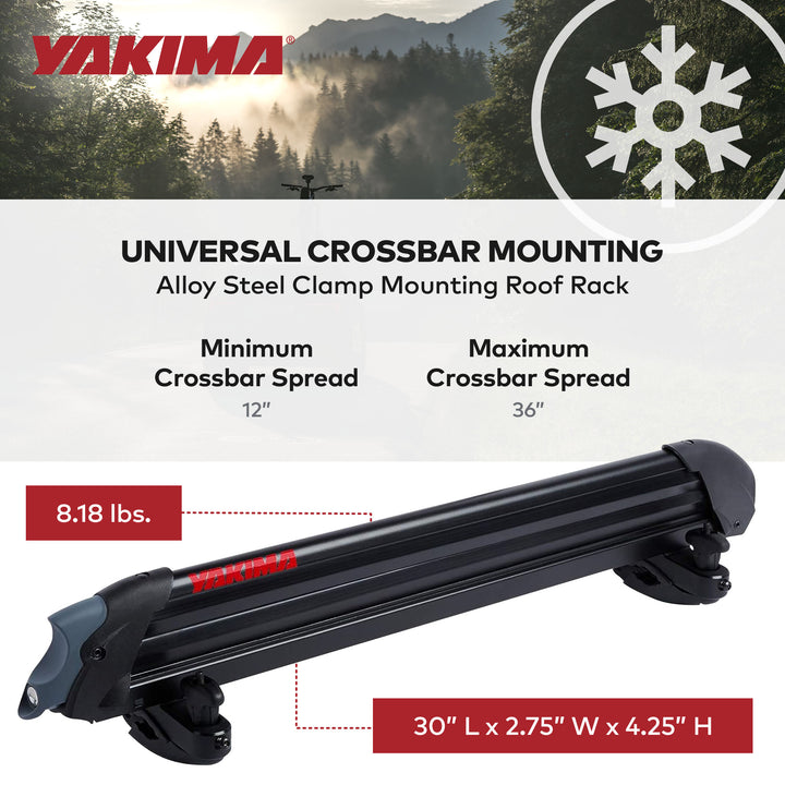 Yakima 6 Ski or 4 Snowboard Universal Mount Travel Roof Rack, Black (Used)