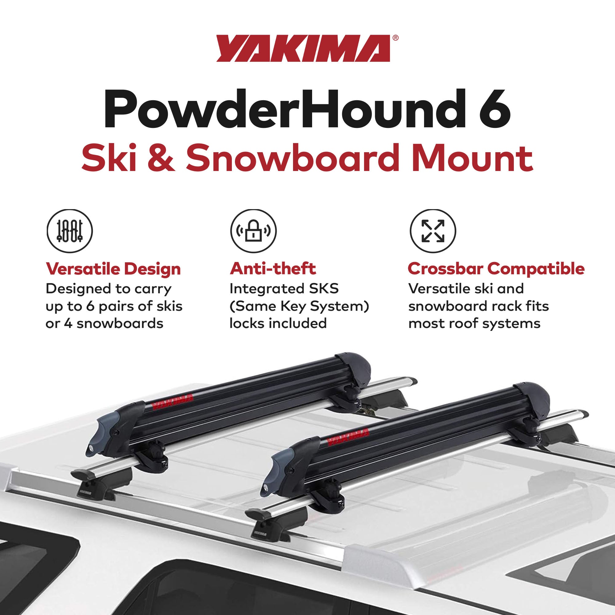 Yakima PowderHound 6 Ski/4 Snowboard Universal Mount Yakima Crossbars(For Parts) - VMInnovations