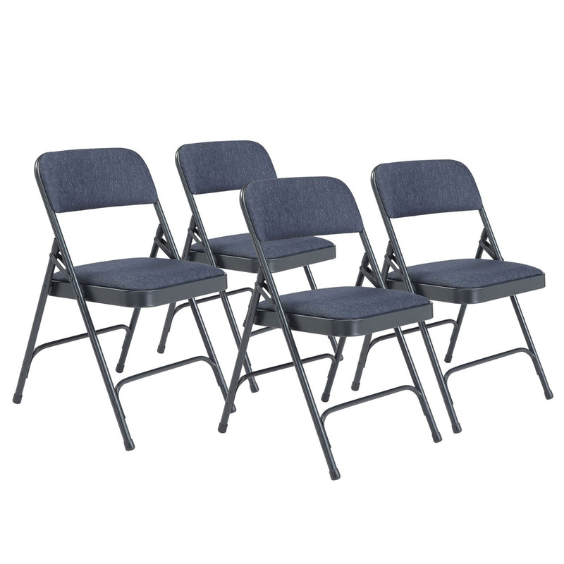 NPS 2200 Series 2" Cushion Fabric Upholstered Folding Chair, Blue, 4 Pack