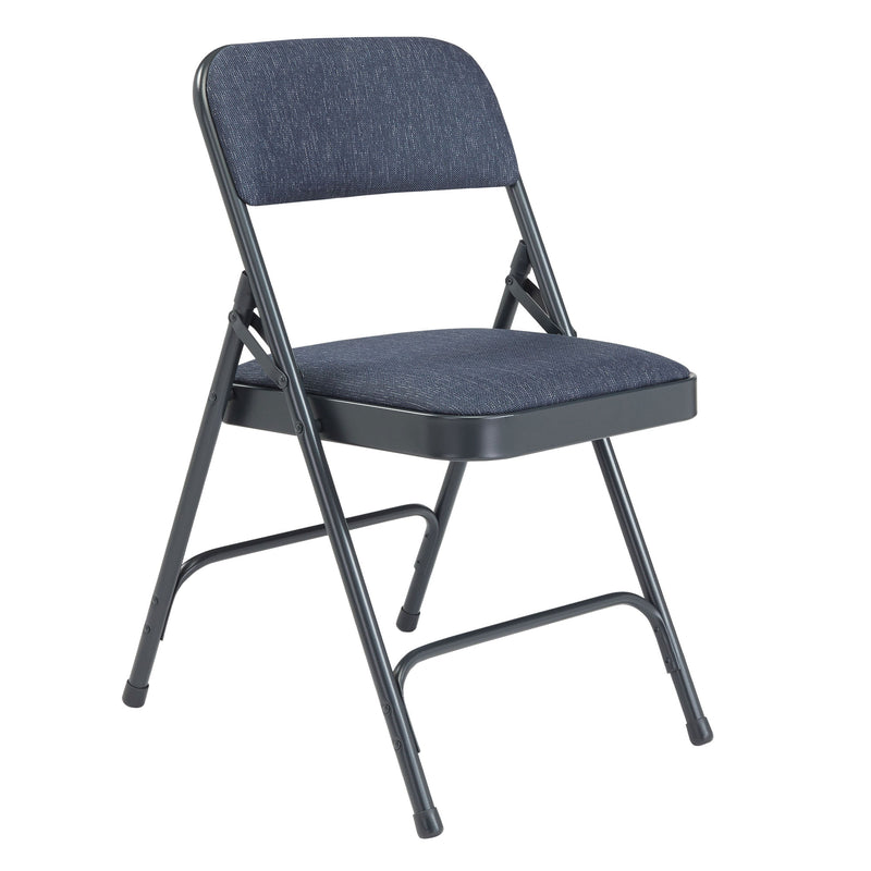 NPS 2200 Series 2" Cushion Fabric Upholstered Folding Chair, Blue, 4 Pack (Used)