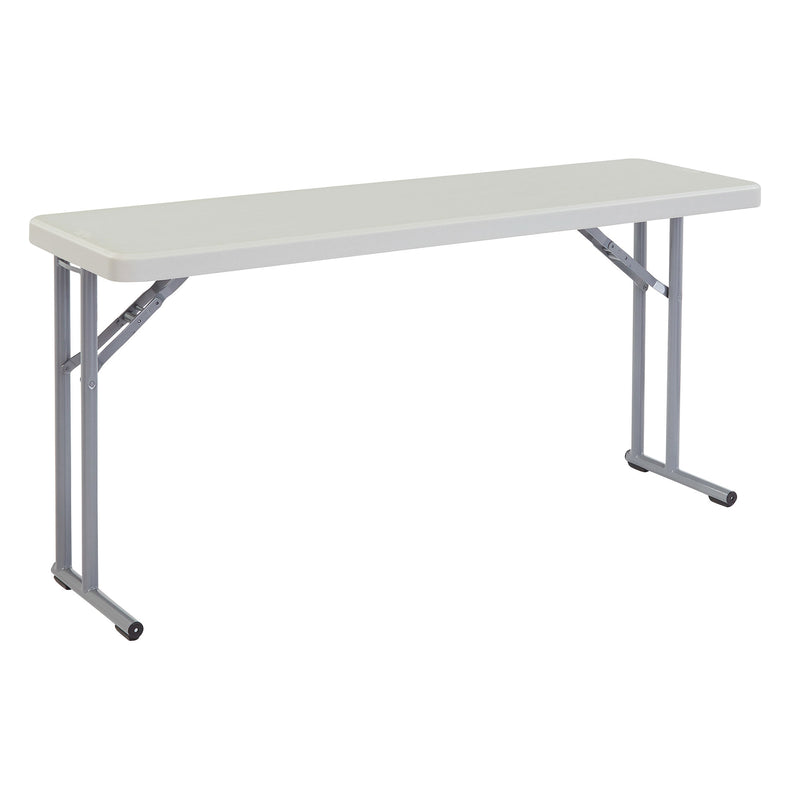 National Public Seating 18"x60" Seminar Folding Table, Speckled Grey (Used)