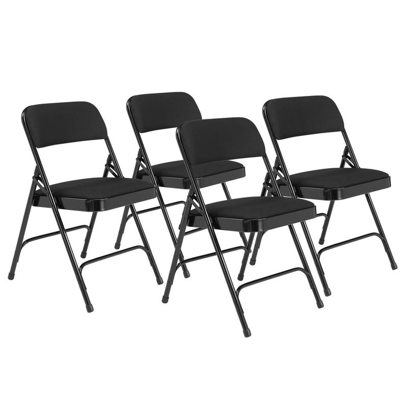 NPS 2200 Series 2" Cushion Fabric Upholstered Folding Chair, Black, 4 Pk(Used)