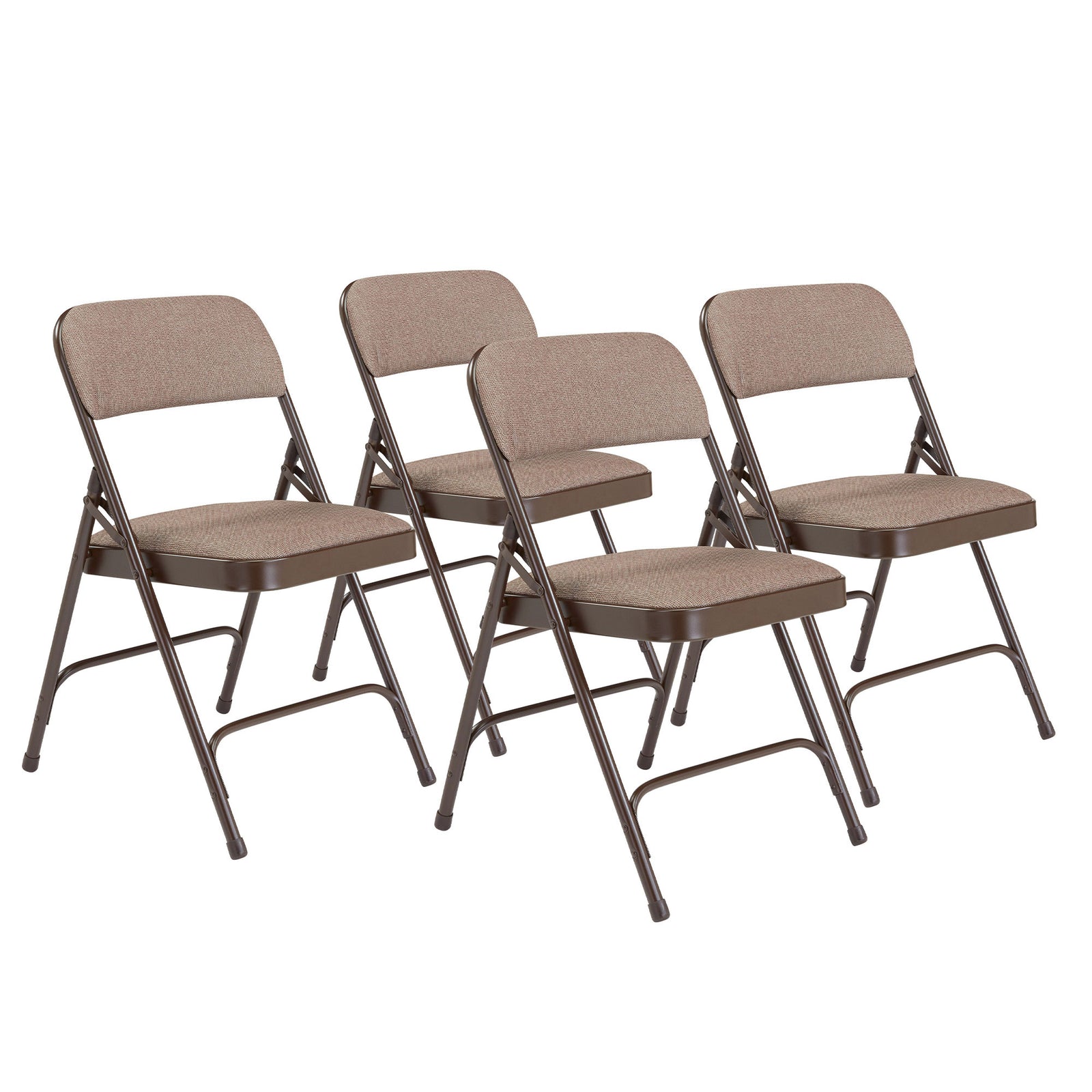 NPS 2200 Series 2" Cushion Fabric Upholstered Folding Chair, Walnut, 4 Pack - VMInnovations