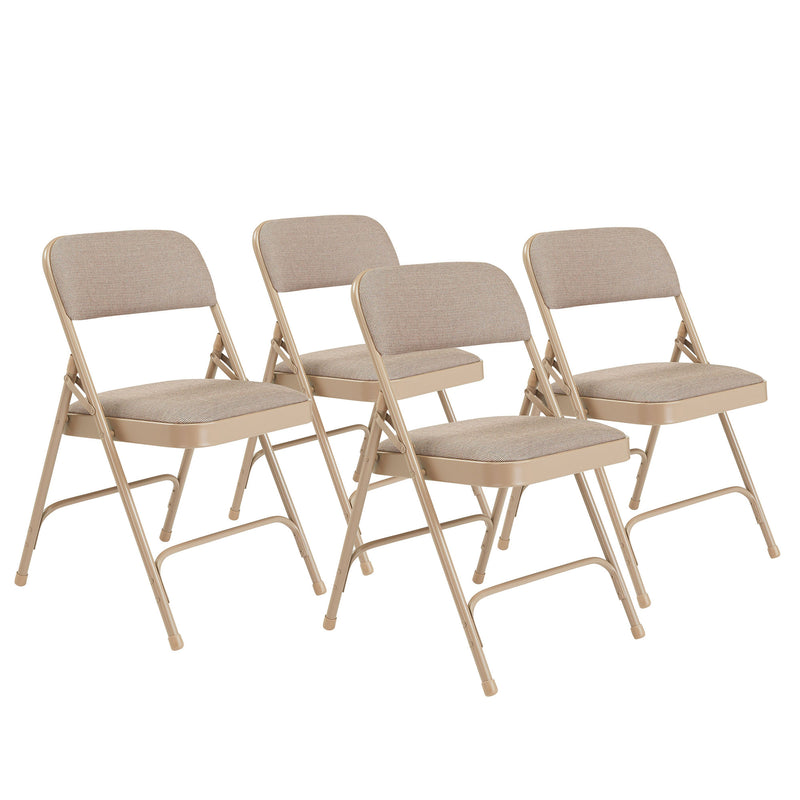 NPS 2" Cushion Upholstered Folding Chair, Café Beige, 4 Pack (Open Box)