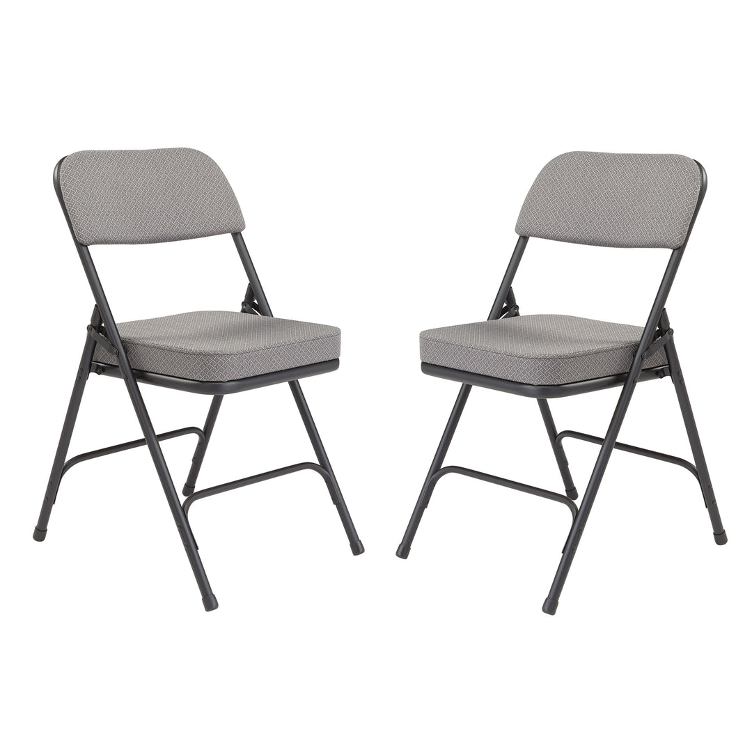 NPS 3200 Series 2" Cusion Fabric Upholstered Folding Chair, Gray, 2pk(Open Box)