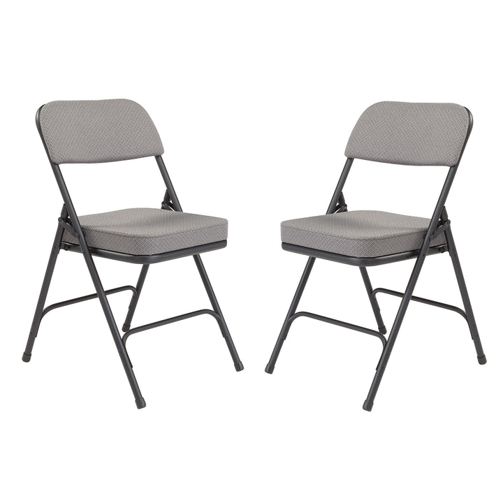 NPS 3200 Series 2" Cusion Fabric Upholstered Folding Chair, Gray, 2pk(Open Box)