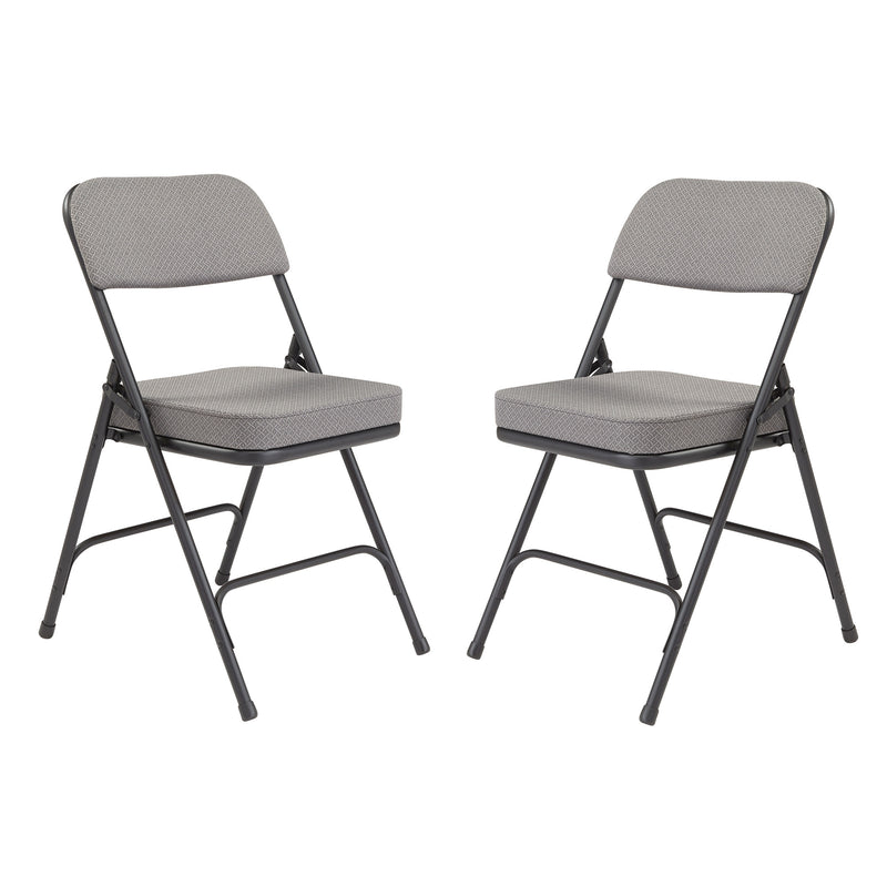 NPS 3200 Series 2" Cusion Fabric Upholstered Office Folding Chair, Gray, 2 Pack