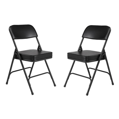 NPS 3200 Series 2" Cusion Vinyl Upholstered Folding Chair, Black, 2pk(Open Box) - VMInnovations