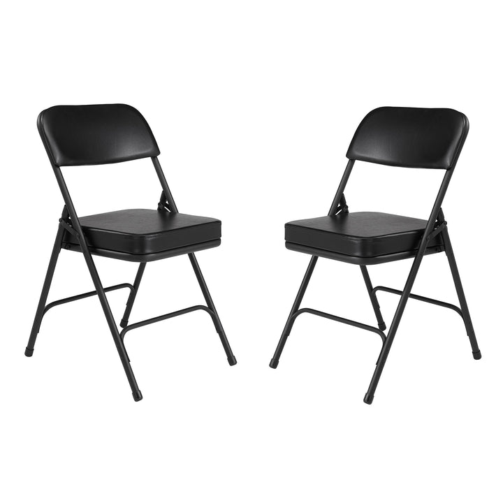 NPS 3200 Series 2" Cusion Vinyl Upholstered Folding Chair, Black, 2pk(Open Box) - VMInnovations