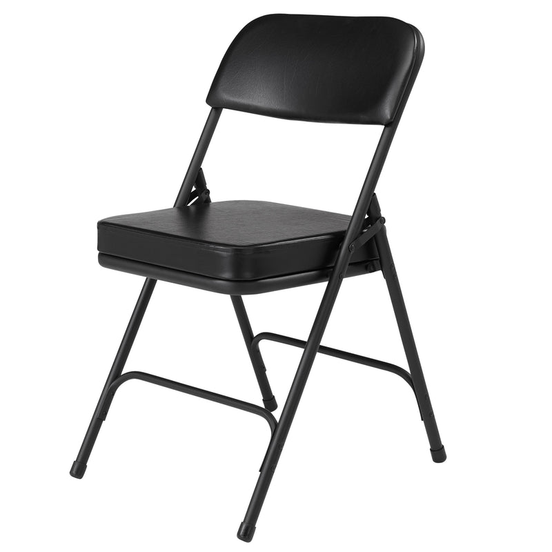 NPS 3200 Series 2" Cusion Vinyl Upholstered Office Folding Chair, Black, 2 Pack