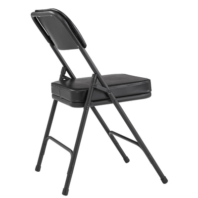 NPS 3200 Series 2" Cusion Vinyl Upholstered Office Folding Chair, Black, 2 Pack