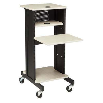 Oklahoma Sound Wheeled Steel Presentation Cart w/Shelves, Ivory/Black (Open Box)