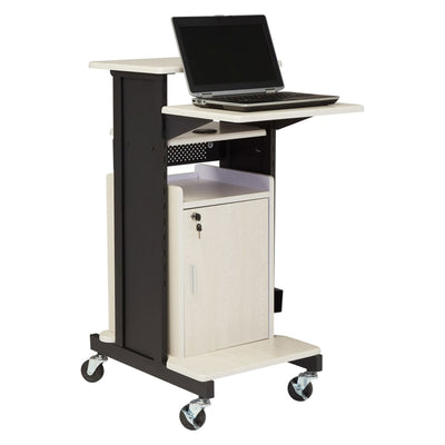 Oklahoma Sound Premium Plus Steel Presentation Cart w/Cabinet, Ivory/Black(Used) - VMInnovations