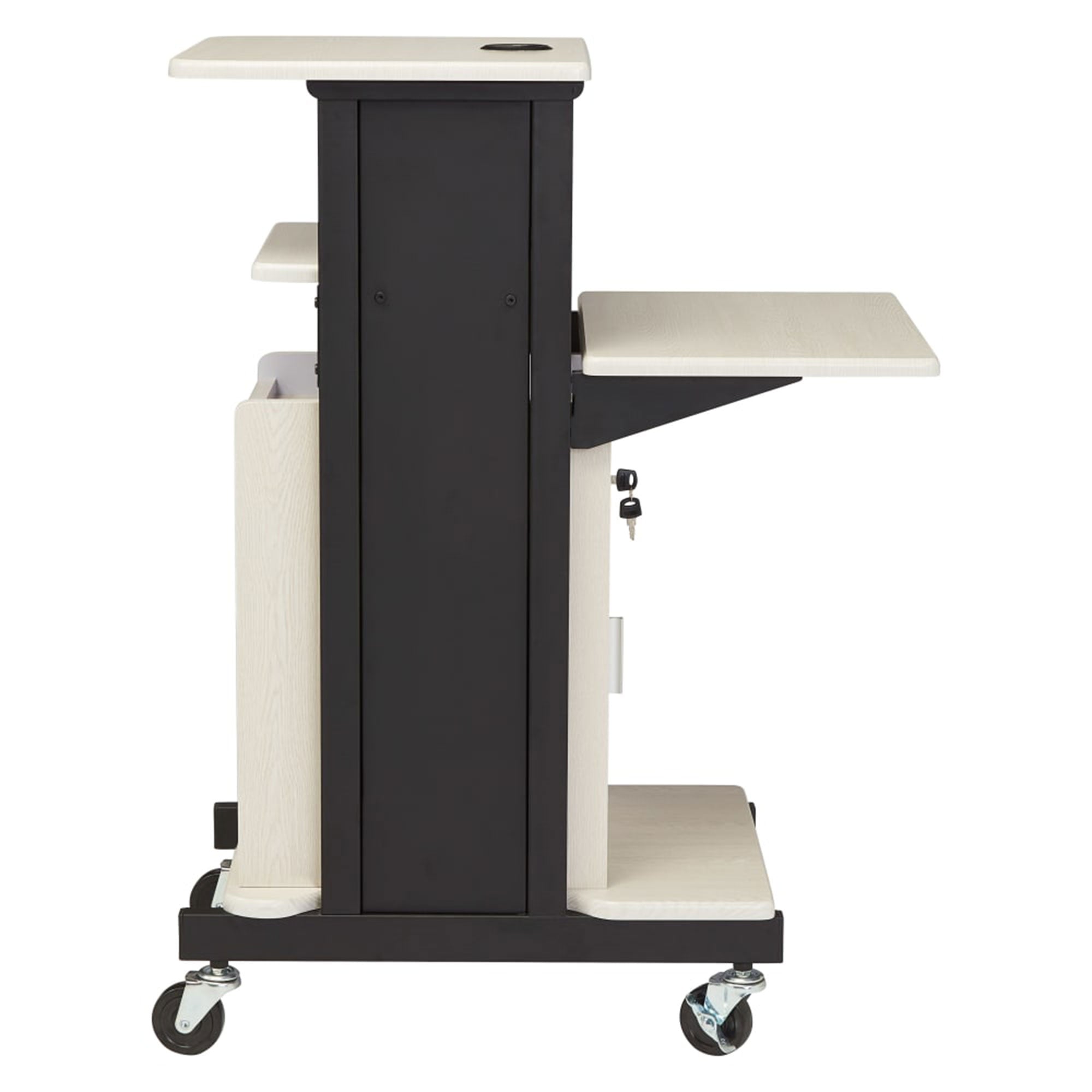 Oklahoma Sound Premium Plus Steel Presentation Cart w/Cabinet, Ivory/Black(Used) - VMInnovations
