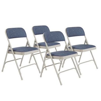 NPS 2200 Series 2" Cushion Fabric Folding Chair, Blue/Grey, 4Pk(Open Box) - VMInnovations