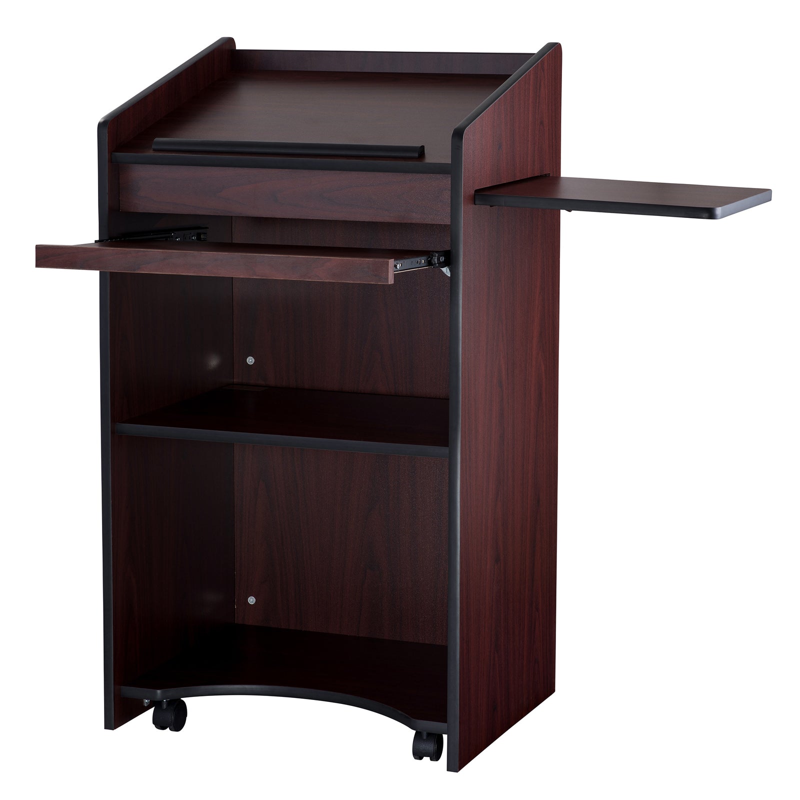 Oklahoma Sound Aristocrat Non Sound Lectern Podium w/ 2 Shelves, Mahogany (Used) - VMInnovations