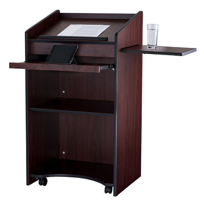 Oklahoma Sound Aristocrat Non Sound Lectern Podium w/ 2 Shelves, Mahogany (Used) - VMInnovations