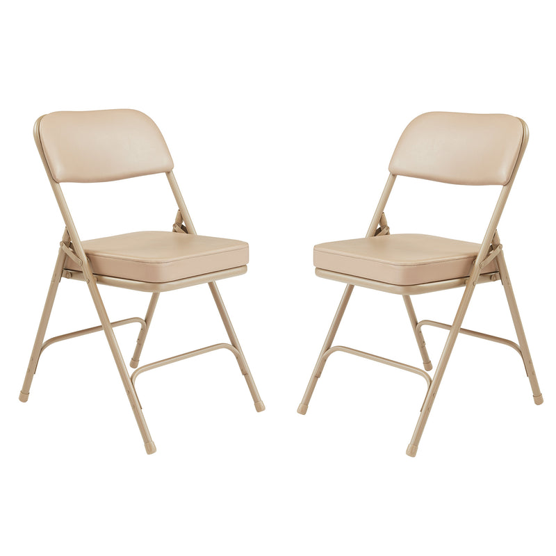 NPS 3200 Series 2" Cusion Vinyl Office Folding Chair, Beige, 2 Pack (Open Box)