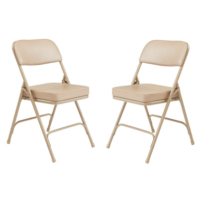 NPS 3200 Series 2" Cusion Vinyl Upholstered Office Folding Chair, Beige, 2 Pack - VMInnovations