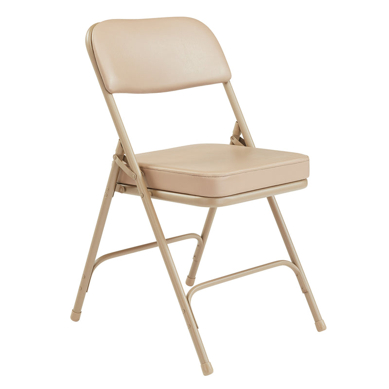 NPS 3200 Series 2" Cusion Vinyl Office Folding Chair, Beige, 2 Pack (Open Box)